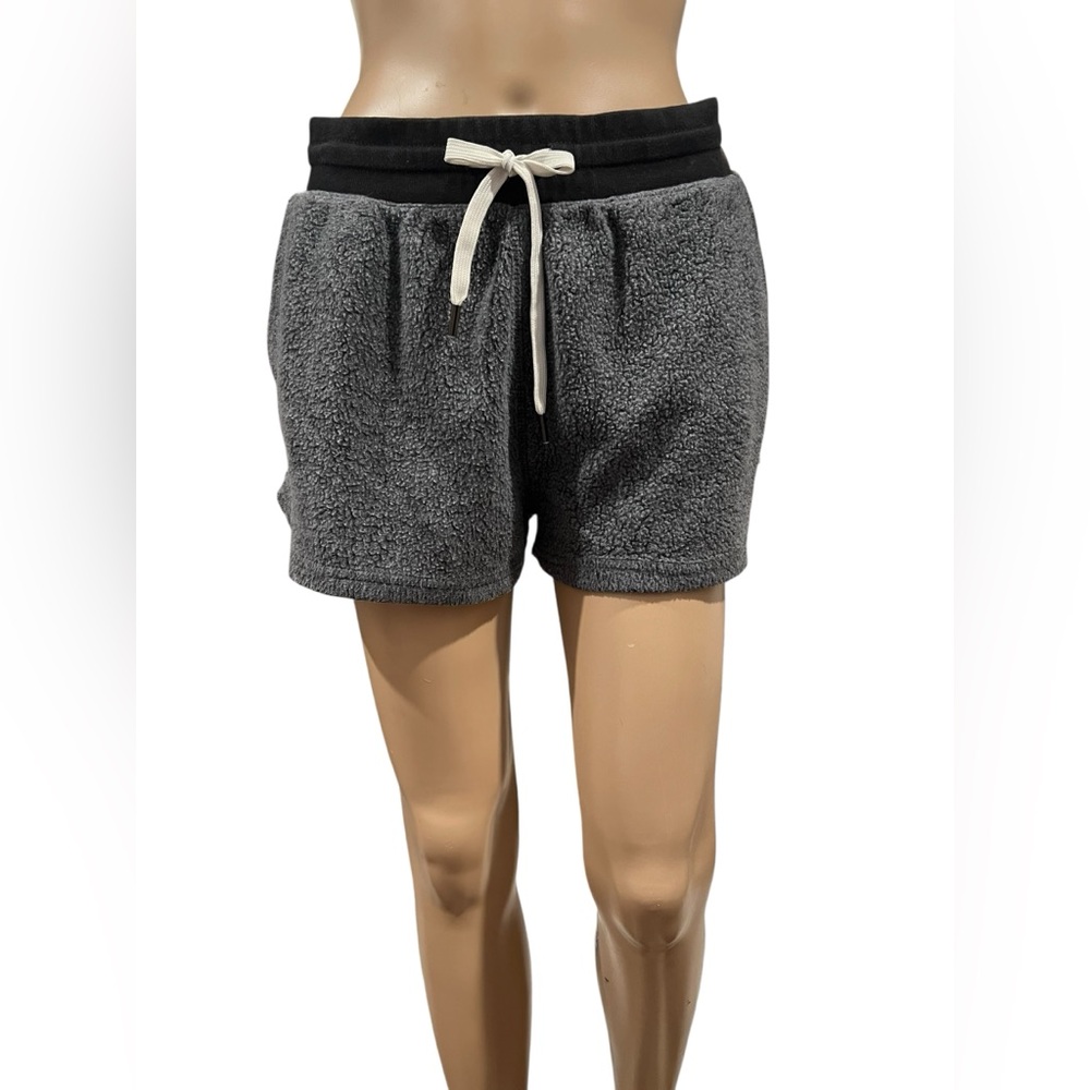 Feat Womens BlanketBlend Fleece Pull On Drawstring Waist Lounge Shorts Gray M